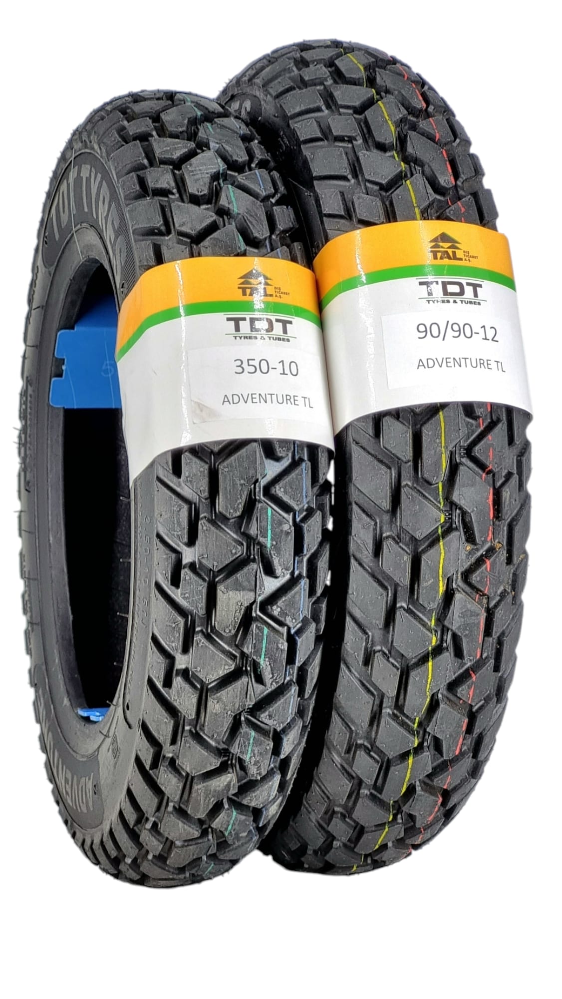 TDT TYRES 350-10 VE 90/90-12 MOTOSİKLET LASTİĞİ TL (TUBELESS - DUBLEKS) ADVENTURE